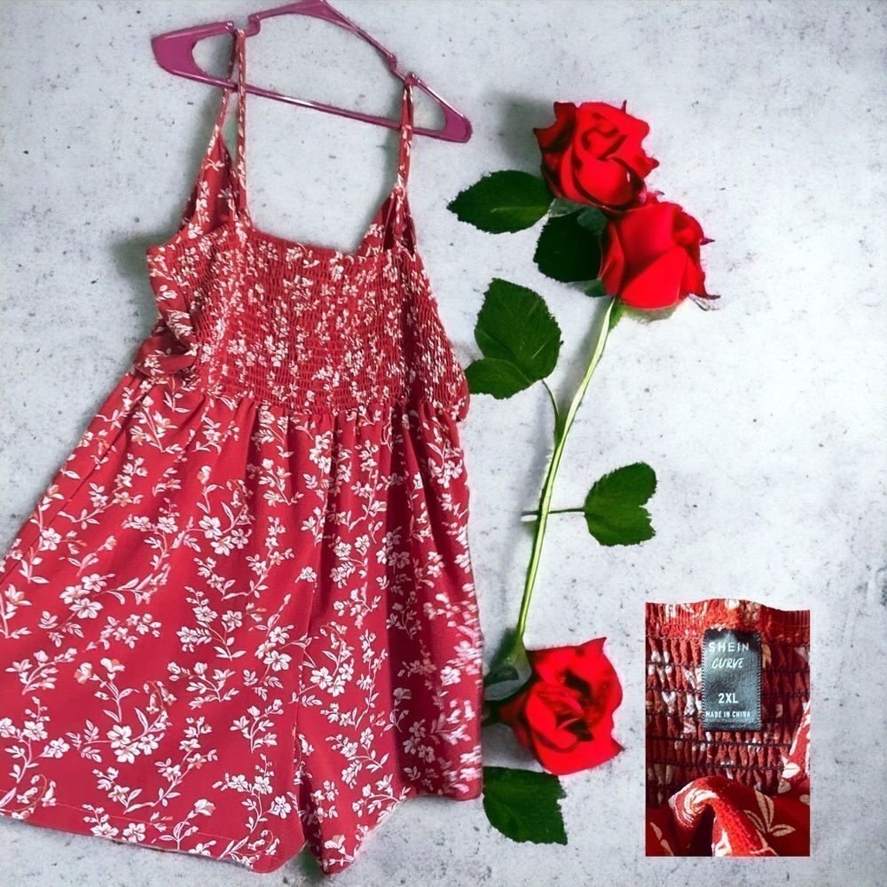Shein Curve L Front-Tie Romper L Red Or Green L 2… - image 7